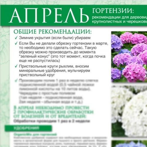 Уход за садом от специалистов Садового Центра Gardens. Ваш Календарь обработок сада от болезней и вредителей! Необходимые подкормк! Обрезка гортензий. Выпуск апрель-май. 01