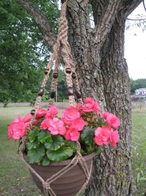 Кашпо своими руками из шпагата. Кашпо для цветов в технике Макраме: схемы плетения и мастер-классы для начинающих