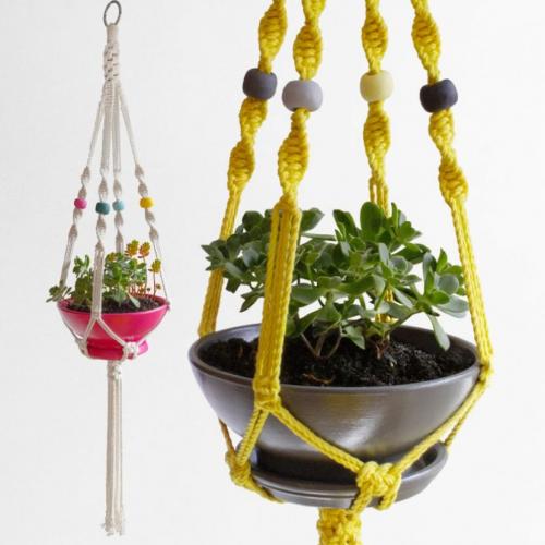 Кашпо своими руками из шпагата. Кашпо для цветов в технике Макраме: схемы плетения и мастер-классы для начинающих