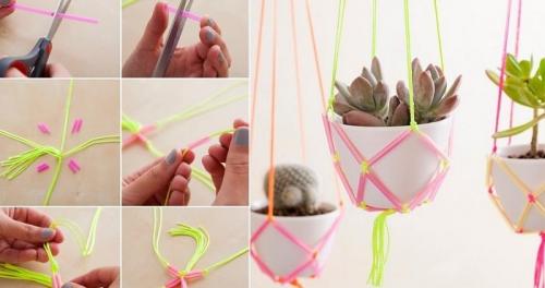 Эффектные подвесные кашпо из подручных материалов. Подготовка заготовок 13